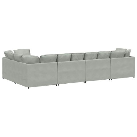 Sofa modułowa z poduszkami aksamitna jasnoszara