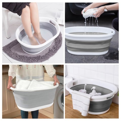 Miska składana owalna AIDA biało-szara 25L COMPACT