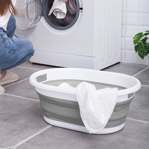 Miska składana owalna AIDA biało-szara 25L COMPACT
