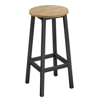 Taboret barowy - dąb sonoma / nogi czarne