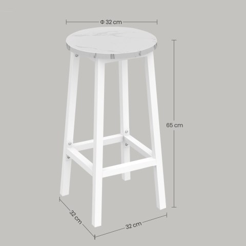 Taboret barowy - marmur / nogi białe
