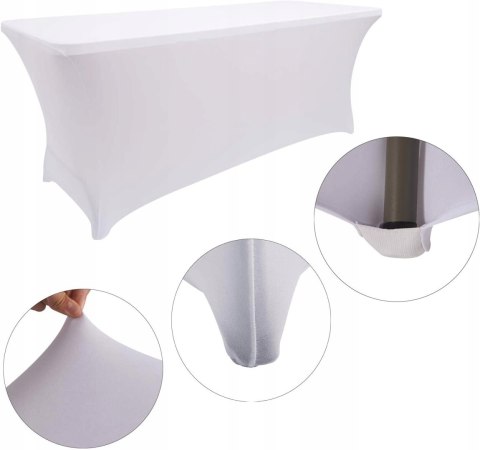 Pokrowiec stołu cateringowego 180 cm BIAŁY