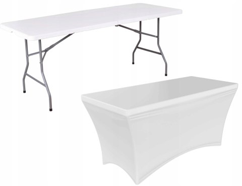 Pokrowiec stołu cateringowego 180 cm BIAŁY