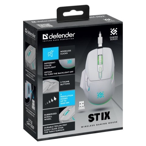 DEFENDER MYSZ BEZPRZEWODOWA STIX GM-009 RF 3200DPI 7P BIAŁA 52009 (OUTLET)