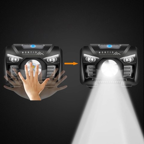MONTIS LATARKA BATERYJNA CZOŁOWA/NAGŁOWNA LED Z SENSOREM "WAVE" MT002