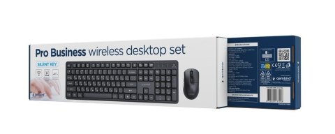 GEMBIRD BEZPRZEWODOWY ZESTAW KLAWIATURY +MYSZ SILENT KEY PRO BUSINESS, CZARNY, UKŁAD RU
