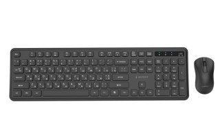 GEMBIRD BEZPRZEWODOWY ZESTAW KLAWIATURY + MYSZ SLIM PRO BUSINESS NA BIURKO, CZARNY, UKŁAD RU