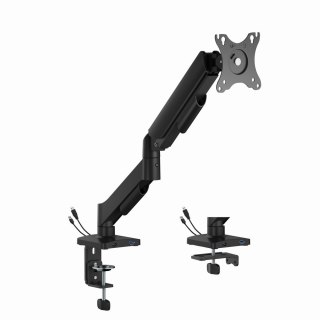 GEMBIRD BIURKOWE REGULOWANE RAMIĘ/UCHWYT NA MONITOR Z PORTAMI USB (REGULOWANE), OD 17" DO 32", OBCIĄŻENIE DO 9KG