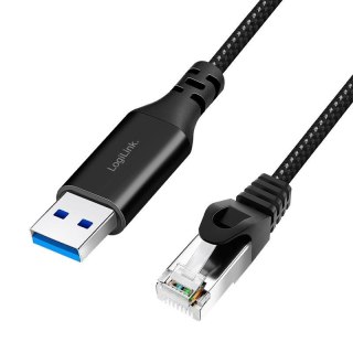 Kabel adapter LogiLink CU0401 Ethernet USB 3.0, A/M do RJ45/M, aktywny, 1,5 m