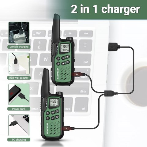 Krótkofalówka Baofeng BF-T25E zielona, 2 sztuki
