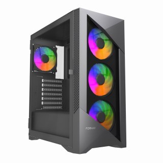 GEMBIRD OBUDOWA FORNAX 900ARGB MIDI-TOWER (2X USB 3.1, 1X USB TYPE-C) 4X FAN, CZARNA