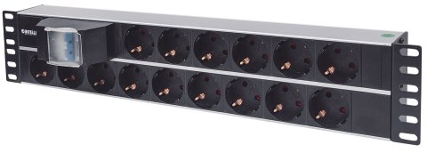 INTELLINET LISTWA ZASILAJĄCA RACK 19" 2U, 15 GNIAZD SCHUKO, Z PODWÓJNYM WYŁĄCZNIKIEM, KABEL 3M