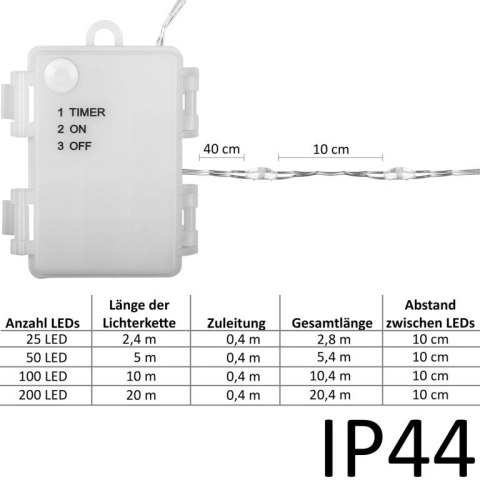 Zestaw 2 szt. przewodów świetlnych - 50 LED, ciepła biel