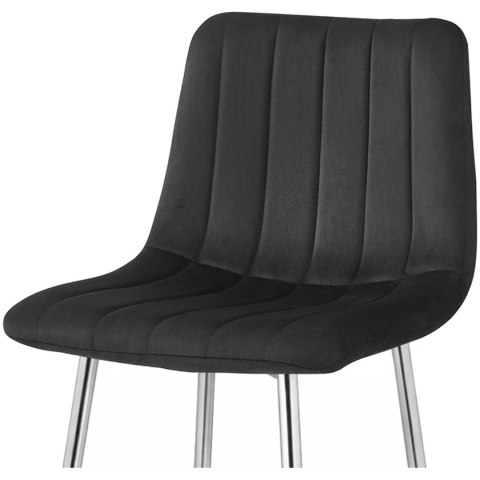 Hoker POZZA - aksamit czarny / nogi chrom x 3