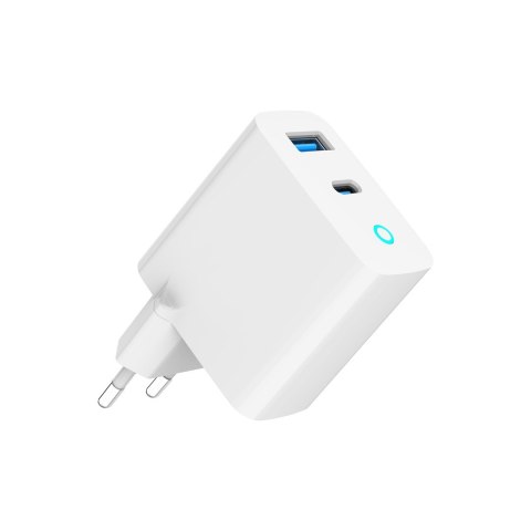 GEMBIRD 2-PORTOWA SZYBKA ŁADOWARKA SIECIOWA GAN (PD) USB (A+C), 65W, BIAŁA