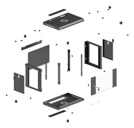 LANBERG SZAFA INSTALACYJNA RACK WISZĄCA 19" 6U 540X350 CZARNA DRZWI PRZESZKLONE (FLAT PACK)