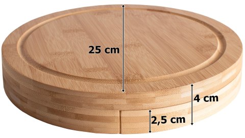 Deska bambusowa do serów ANDRA 25 cm z nożami