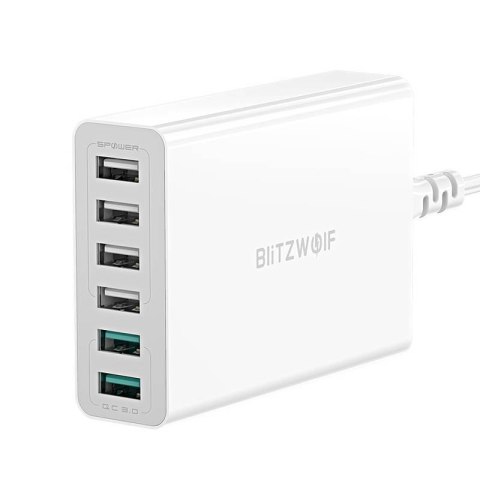 Ładowarka sieciowa BLITZWOLF BW-S15 60W 6xUSB-A (biała)