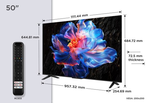 Telewizor TCL 50V6C DLED 50" 4K Ultra HD Google TV Dolby Atmos Metaliczny
