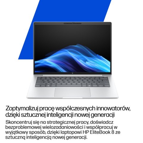 HP EliteBook 8 G1i Ultra 7 258V 14"WUXGA 400nits AG LBL 32GB LPDDR5x-8533 SSD512 Intel Arc Cam 5MP+IR+ISP 62Wh W11Pro Glacier Si