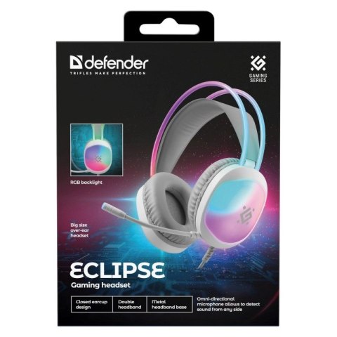 DEFENDER SŁUCHAWKI Z MIKROFONEM ECLIPSE RGB BIAŁE 62440