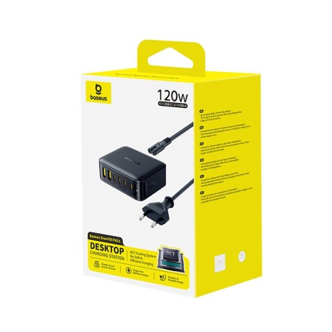 Stacja ładująca 4x USB-C 2x USB-A 120W - czarna