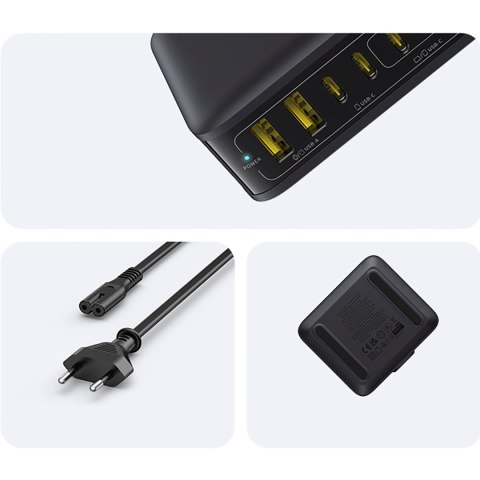 Stacja ładująca 4x USB-C 2x USB-A 120W - czarna