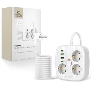 Listwa zasilająca 3 gniazda sieciowe 2x USB-A 2x USB-C 200 cm - biała