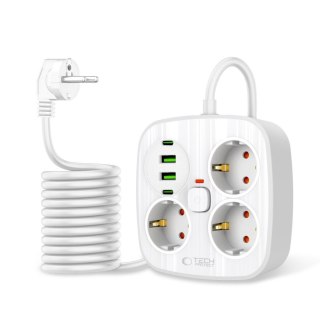 Listwa zasilająca 3 gniazda sieciowe 2x USB-A 2x USB-C 200 cm - biała