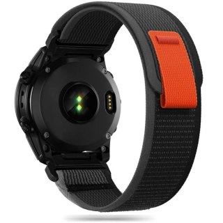 Pasek nylonowy na Garmin Fenix 5 / 6 / 6 Pro / 7 Nylon - czarno pomarańczowy