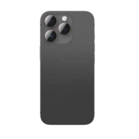 Szkło hartowane z ramką na soczewki aparatu do iPhone 16 Pro / 16 Pro Max - czarne