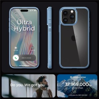 Etui pokrowiec na iPhone 15 Pro Max Crystal Hybrid - przezroczysto niebieski