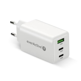 EVERACTIVE ŁADOWARKA SIECIOWA GAN 1 X USB, 2 X USB-C QUICK CHARGE 4+ 65W BIAŁA SC-655Q