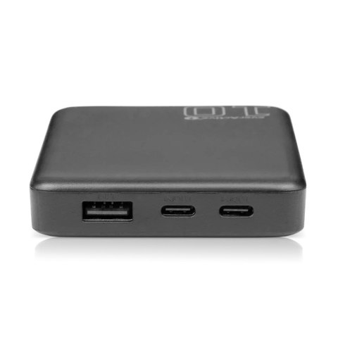 EVERACTIVE POWERBANK 10 000MAH, 1X USB, 2X USB-C, 20W, QC4+, WYŚWIETLACZ LCD, CZARNY EB-11QB