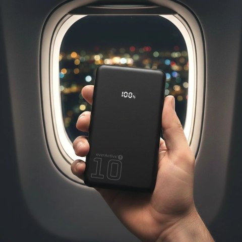 EVERACTIVE POWERBANK 10 000MAH, 1X USB, 2X USB-C, 20W, QC4+, WYŚWIETLACZ LCD, CZARNY EB-11QB