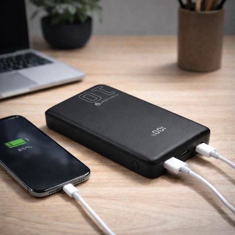EVERACTIVE POWERBANK 10 000MAH, 1X USB, 2X USB-C, 20W, QC4+, WYŚWIETLACZ LCD, CZARNY EB-11QB