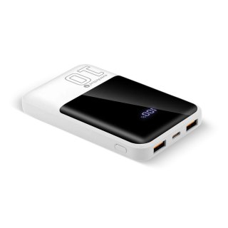 EVERACTIVE POWERBANK 10 000MAH, 2X USB, 1X USB-C 22,5W, QC4+, WYŚWIETLACZ LCD, BIAŁY EB-10Q