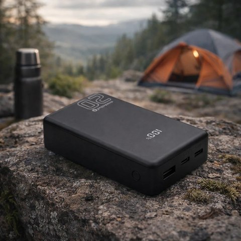 EVERACTIVE POWERBANK 20 000MAH, 1X USB, 2X USB-C, 20W, QC4+, WYŚWIETLACZ LCD, CZARNY EB-22QB
