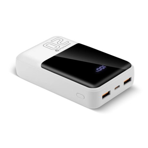 EVERACTIVE POWERBANK 20 000MAH, 2X USB, 1X USB-C 22,5W, QC4+, WYŚWIETLACZ LCD, BIAŁY EB-20Q