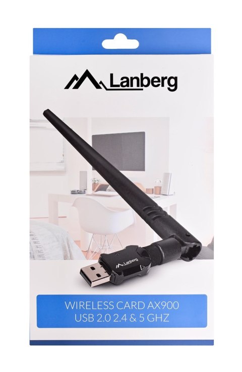 LANBERG KARTA SIECIOWA BEZPRZEWODOWA WIFI USB 2.0 DUAL BAND AX900 ANTENA