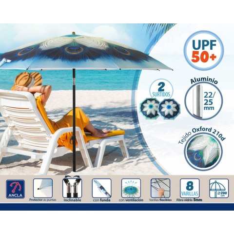 Parasol plażowy Niebieski Ø 200 cm SPF50+ Paw