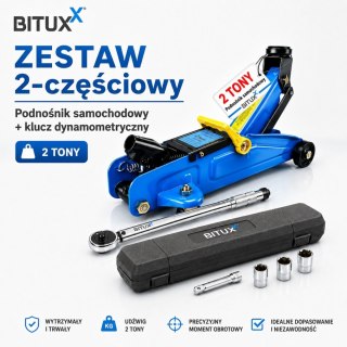 Podnośnik hydrauliczny 2t + klucz dynamometryczny zestaw do kół
