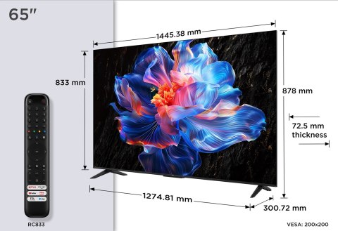 Telewizor TCL 65P69K LED 65'' 4K Ultra HD Google TV Dolby Atmos DVB-T2 Czarny
