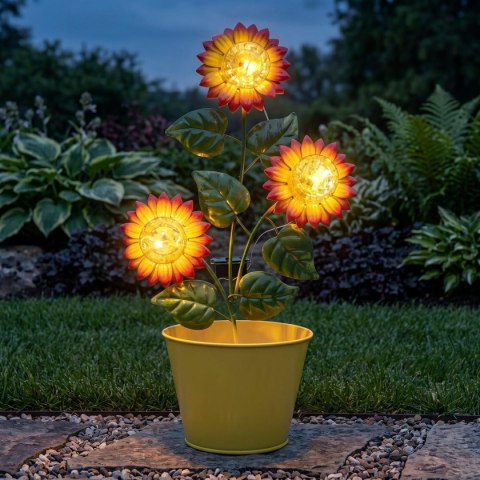 LAMPA SOLARNA SŁONECZNIKI W DONICY 3 LED ŻÓŁTA