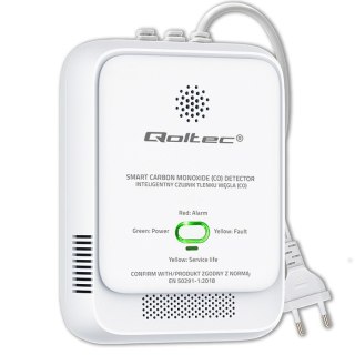QOLTEC CZUJNIK TLENKU WĘGLA (CZADU) | DETEKTOR CO | ALARM 85DB LED