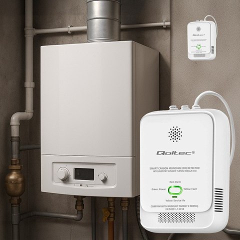 QOLTEC CZUJNIK TLENKU WĘGLA (CZADU) | DETEKTOR CO | ALARM 85DB LED