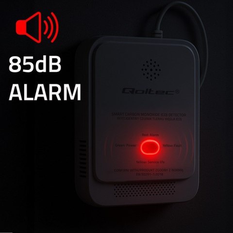 QOLTEC CZUJNIK TLENKU WĘGLA (CZADU) | DETEKTOR CO | ALARM 85DB LED