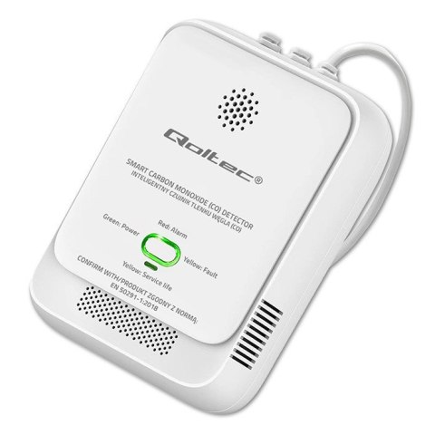 QOLTEC CZUJNIK TLENKU WĘGLA (CZADU) | DETEKTOR CO | ALARM 85DB LED