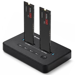 QOLTEC STACJA DOKUJĄCA SSD M.2 NVME | PCIE | USB-C | 20GB/S | DUAL 2X8TB | KLONOWANIE OFFLINE
