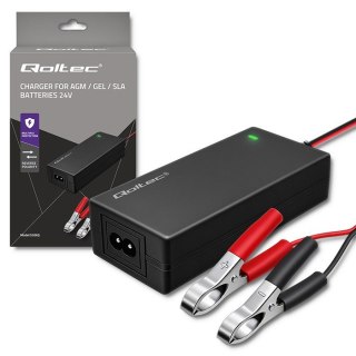 QOLTEC ŁADOWARKA DO AKUMULATORA AGM GEL STD | PROSTOWNIK 24V 2A 48W | LED